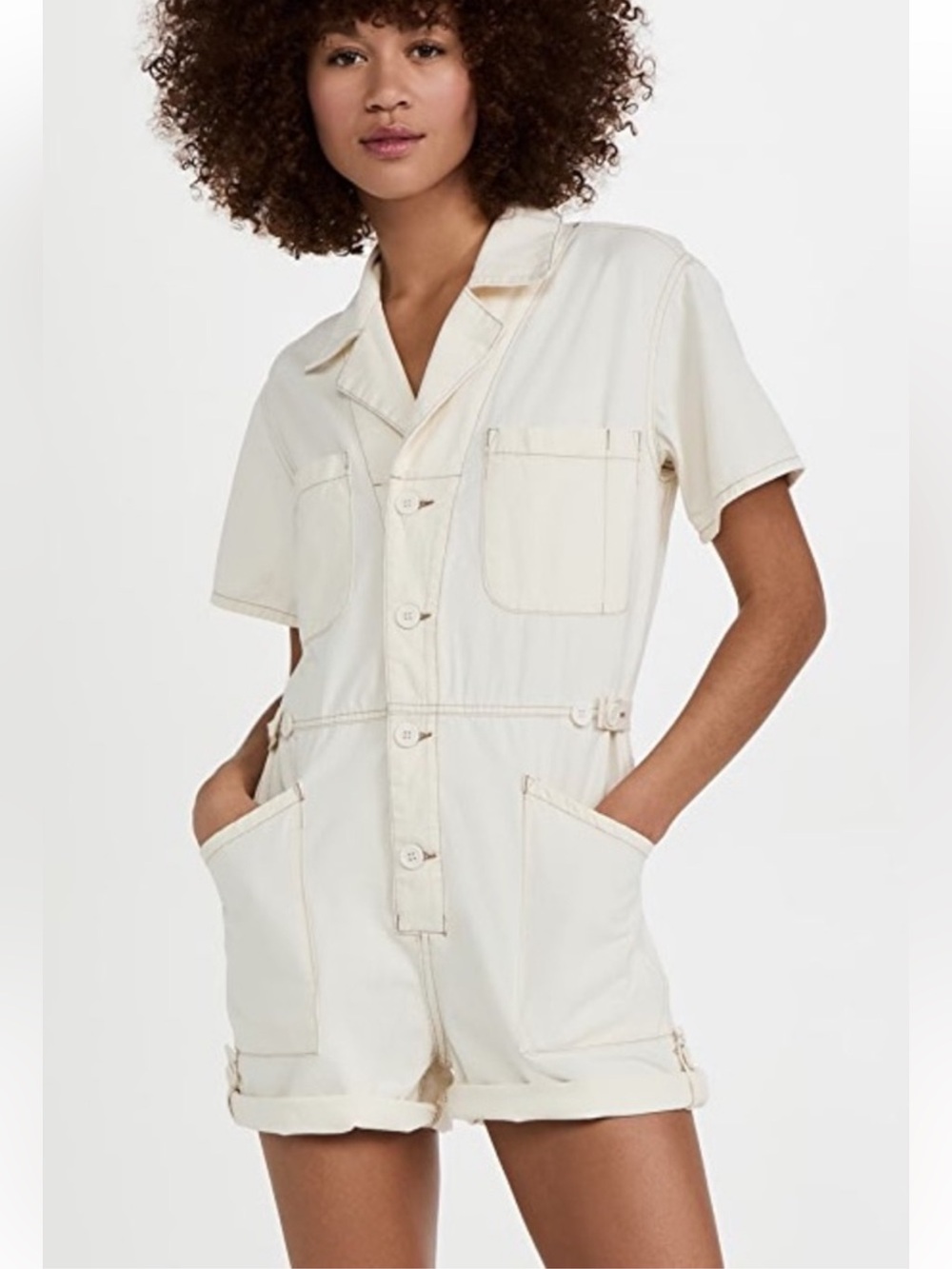 Pistola Denim Parker Field Suit Romper Ecru, XXS